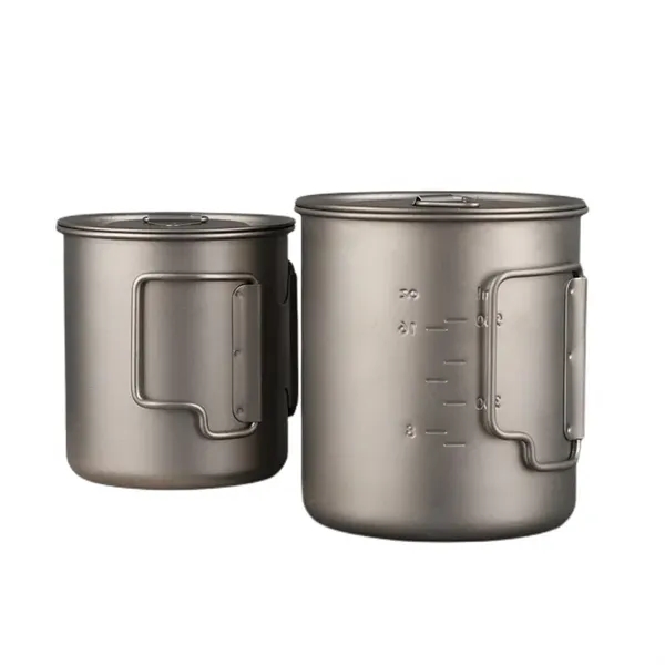 Titanium Cup With Lid Camping Coffee Mug Folding Handle - Titanium Cup With Lid Camping Coffee Mug Folding Handle - Image 7 of 15
