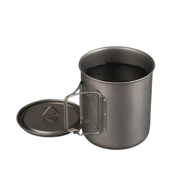 Titanium Cup With Lid Camping Coffee Mug Folding Handle - Titanium Cup With Lid Camping Coffee Mug Folding Handle - Image 9 of 15