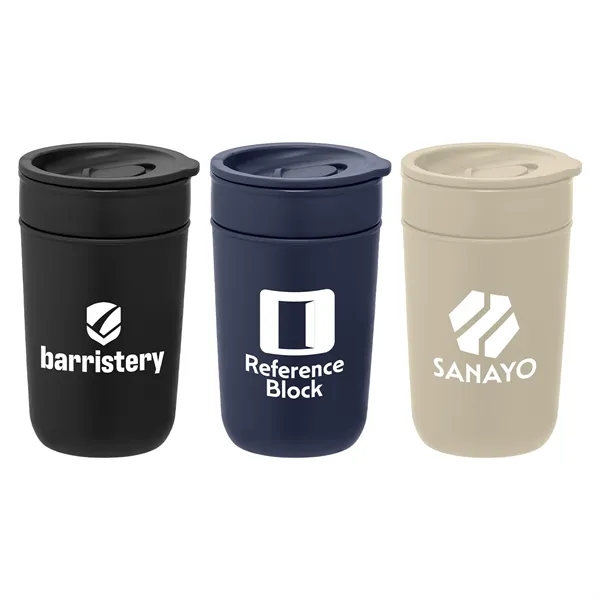 12 oz. Ceramic Tumbler w/Plastic Exterior & Lid - Silkscreen - 12 oz. Ceramic Tumbler w/Plastic Exterior & Lid - Silkscreen - Image 0 of 3