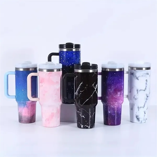 Starry Sky Tumbler With Lid And Handle-40oz - Starry Sky Tumbler With Lid And Handle-40oz - Image 2 of 5