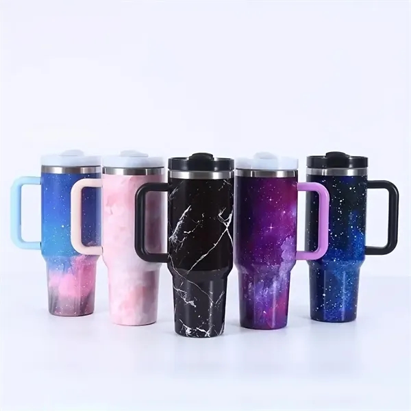 Starry Sky Tumbler With Lid And Handle-40oz - Starry Sky Tumbler With Lid And Handle-40oz - Image 3 of 5