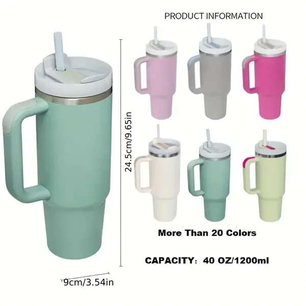 Tumbler With Lid And Straw/40oz Thermal Water Bottle - Tumbler With Lid And Straw/40oz Thermal Water Bottle - Image 2 of 7