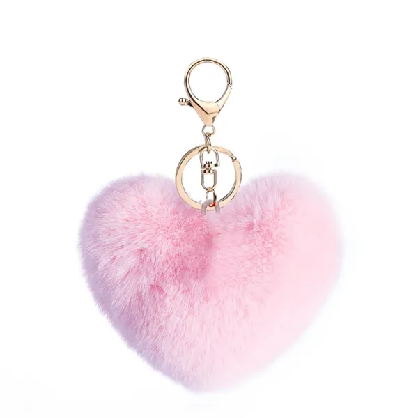 4" Fur Ball Heart Pendant Keychain - 4" Fur Ball Heart Pendant Keychain - Image 4 of 4