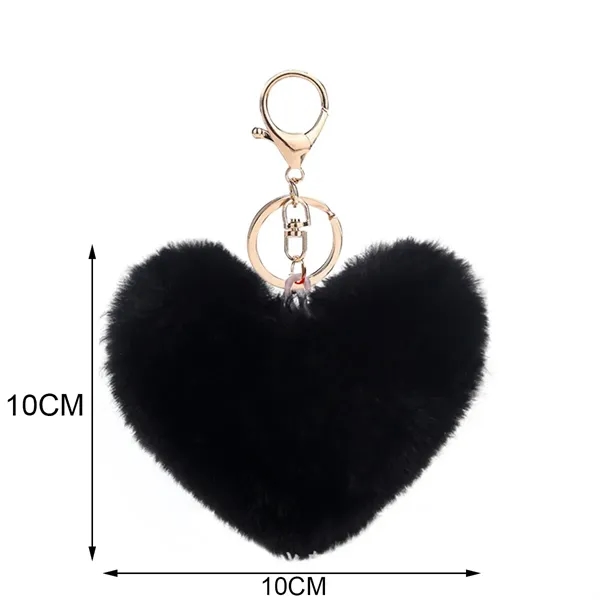 4" Fur Ball Heart Pendant Keychain - 4" Fur Ball Heart Pendant Keychain - Image 1 of 4