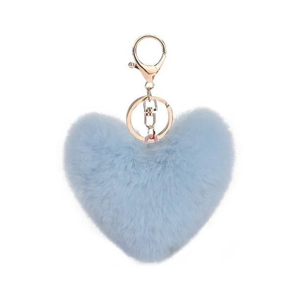 4" Fur Ball Heart Pendant Keychain - 4" Fur Ball Heart Pendant Keychain - Image 2 of 4