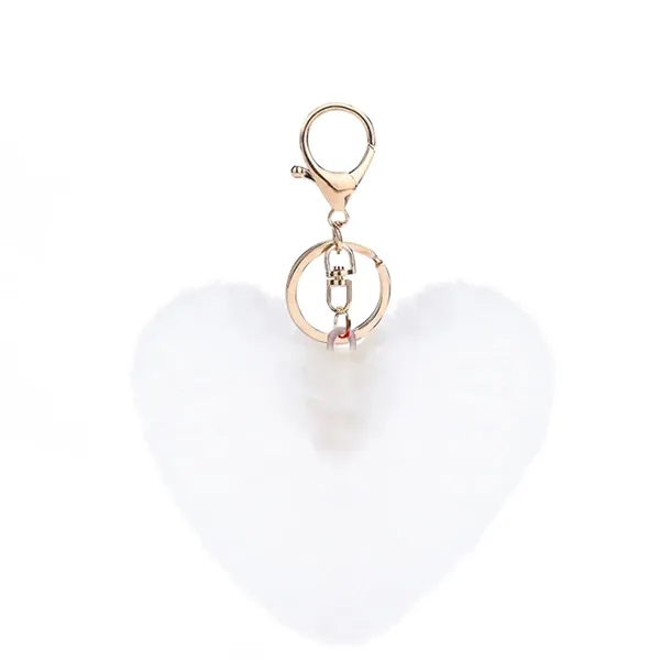 4" Fur Ball Heart Pendant Keychain - 4" Fur Ball Heart Pendant Keychain - Image 3 of 4