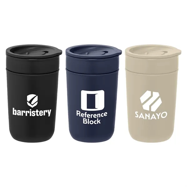 12 oz. Ceramic Tumbler w/Plastic Exterior & Lid -