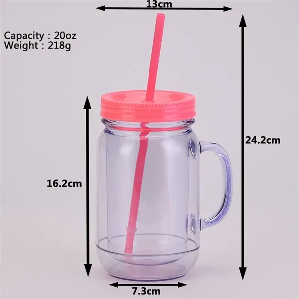 Custom 20oz Double Wall Plastic Jar Water Bottle - Custom 20oz Double Wall Plastic Jar Water Bottle - Image 2 of 2