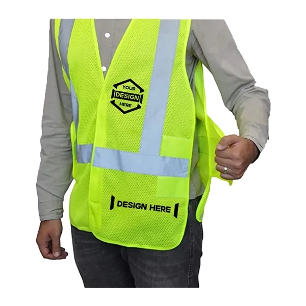 Hi Viz rPET Class 2 Adjustable Breakaway Mesh Safety Vest - Hi Viz rPET Class 2 Adjustable Breakaway Mesh Safety Vest - Image 6 of 7