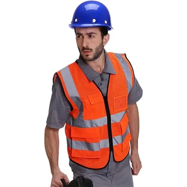 Hi Vis Class 2 Recycled Reflective Safety Vest W/ 5 Pockets - Hi Vis Class 2 Recycled Reflective Safety Vest W/ 5 Pockets - Image 7 of 7