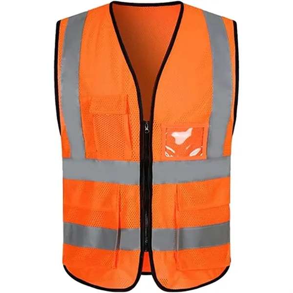 Hi Vis Class 2 Recycled Reflective Safety Vest W/ 5 Pockets - Hi Vis Class 2 Recycled Reflective Safety Vest W/ 5 Pockets - Image 1 of 7