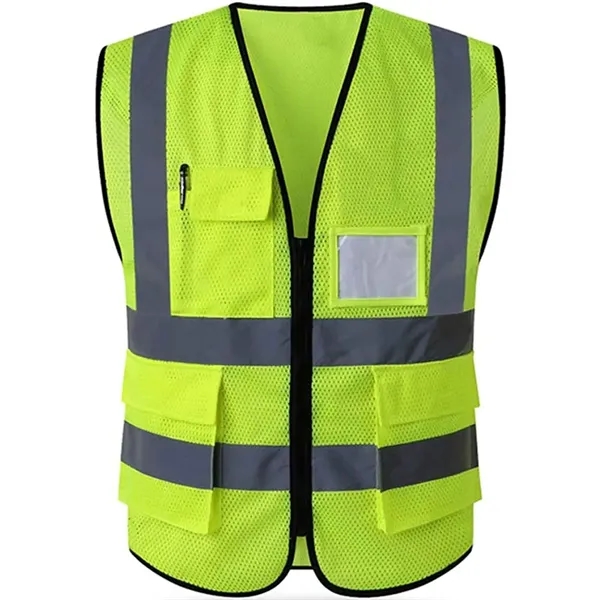 Hi Vis Class 2 Recycled Reflective Safety Vest W/ 5 Pockets - Hi Vis Class 2 Recycled Reflective Safety Vest W/ 5 Pockets - Image 2 of 7