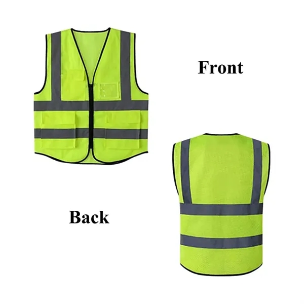 Hi Vis Class 2 Recycled Reflective Safety Vest W/ 5 Pockets - Hi Vis Class 2 Recycled Reflective Safety Vest W/ 5 Pockets - Image 4 of 7