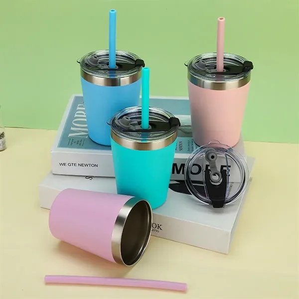 8Oz Stainless Steel Tumblers With Lid And Straw - 8Oz Stainless Steel Tumblers With Lid And Straw - Image 1 of 2