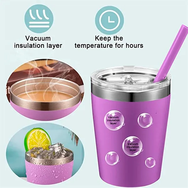 8Oz Stainless Steel Tumblers With Lid And Straw - 8Oz Stainless Steel Tumblers With Lid And Straw - Image 2 of 2