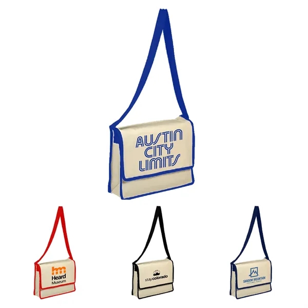 10 oz. Cotton Canvas Eco-Friendly Messanger Bag w/ Handles - 10 oz. Cotton Canvas Eco-Friendly Messanger Bag w/ Handles - Image 1 of 8