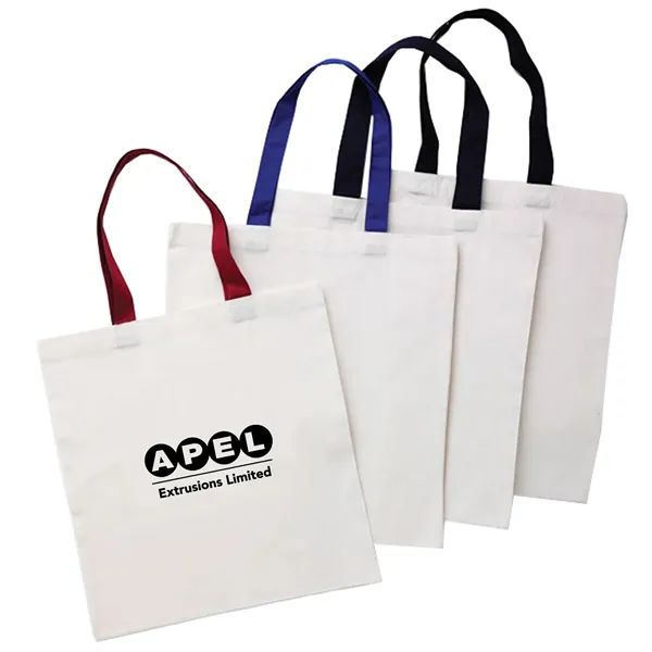 6 oz. Cotton Canvas Reusable Tote Bag w/ Handle for Shopping - 6 oz. Cotton Canvas Reusable Tote Bag w/ Handle for Shopping - Image 0 of 22