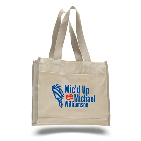 12 oz. Cotton Canvas Reusable Tote Bag w/ Pocket & Handles - 12 oz. Cotton Canvas Reusable Tote Bag w/ Pocket & Handles - Image 0 of 1