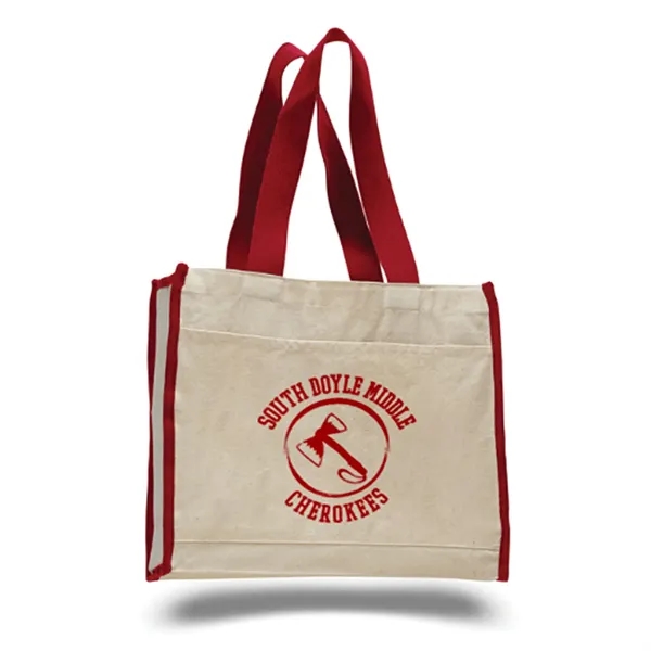 12 oz. Cotton Canvas Reusable Tote Bag w/ Pocket & Handles - 12 oz. Cotton Canvas Reusable Tote Bag w/ Pocket & Handles - Image 0 of 4