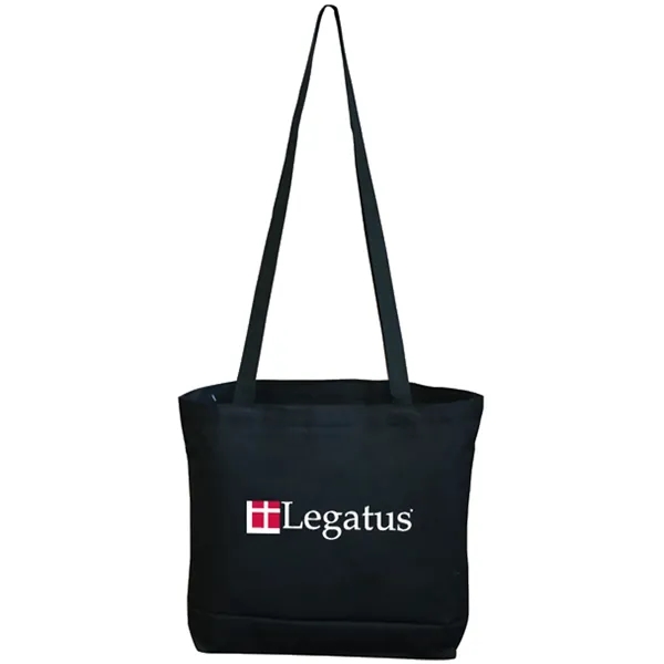 12 oz. Cotton Canvas Reusable Messanger Tote Bag w/ Handles - 12 oz. Cotton Canvas Reusable Messanger Tote Bag w/ Handles - Image 0 of 4