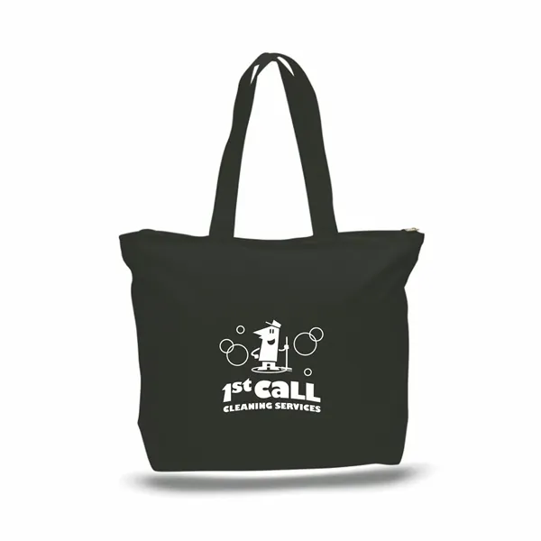 12 oz. Cotton Canvas Reusable Tote Bag w/ Handles & Zipper - 12 oz. Cotton Canvas Reusable Tote Bag w/ Handles & Zipper - Image 0 of 4