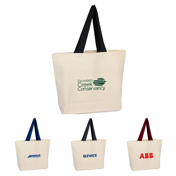 10 oz. Cotton Canvas Reusable Beach Tote Bag w/ Handles - 10 oz. Cotton Canvas Reusable Beach Tote Bag w/ Handles - Image 0 of 8