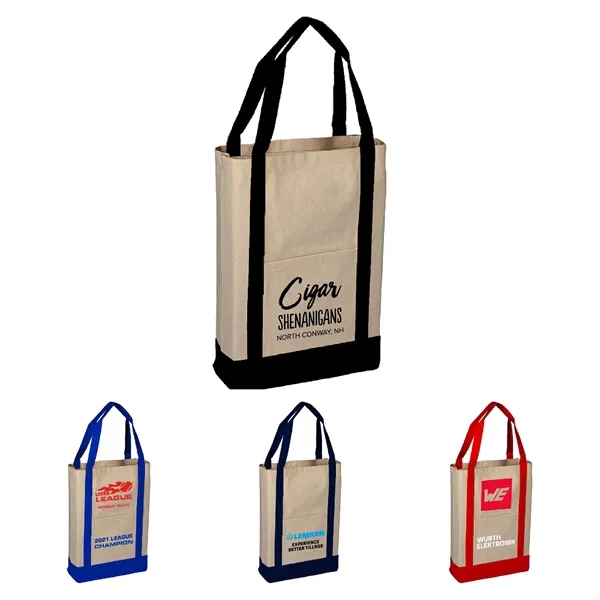 10oz.Cotton Canvas Reusable Tote Bag w/ Handles for Grocery - 10oz.Cotton Canvas Reusable Tote Bag w/ Handles for Grocery - Image 0 of 8