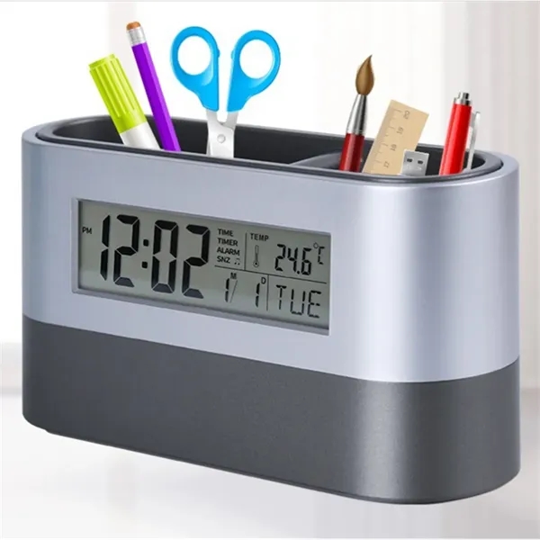 Multifunctional Pen Holder With Alarm Clock And Calendar - Multifunctional Pen Holder With Alarm Clock And Calendar - Image 10 of 10