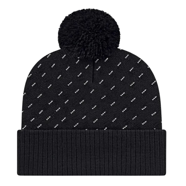 Custom Diagonal Dash Knit Cap with Ribbed Cuff