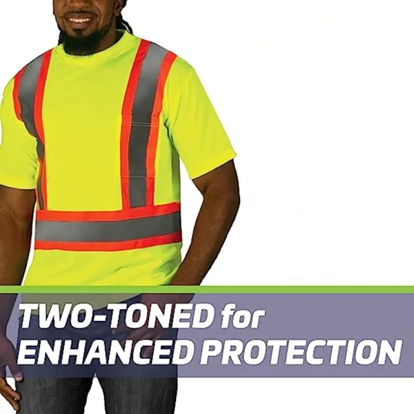 Hi Vis Reflective X-Back Class 2 Safety T-Shirt w/ Pocket - Hi Vis Reflective X-Back Class 2 Safety T-Shirt w/ Pocket - Image 1 of 6