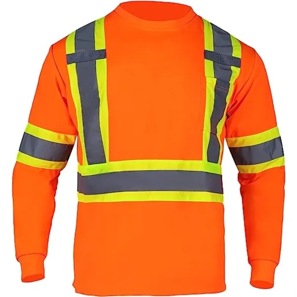 Hi-Viz Reflective Tape Safety Class 3 T-Shirt w/ Pocket - Hi-Viz Reflective Tape Safety Class 3 T-Shirt w/ Pocket - Image 9 of 12