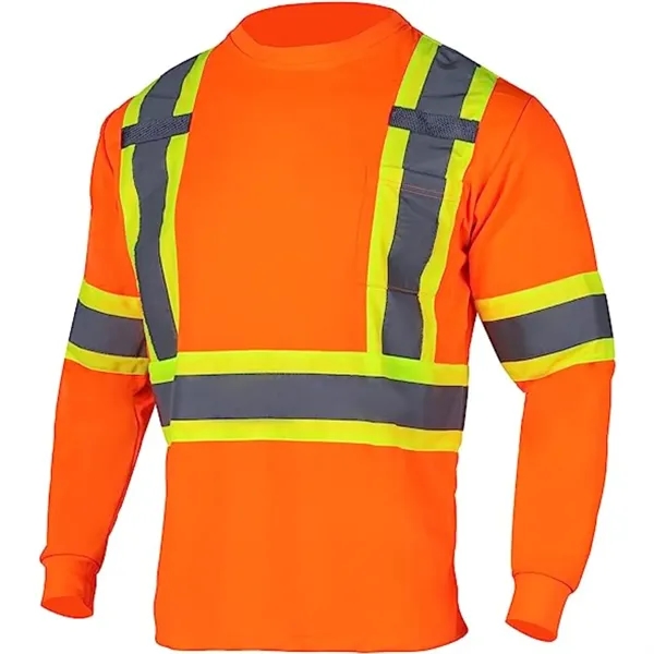 Hi-Viz Reflective Tape Safety Class 3 T-Shirt w/ Pocket - Hi-Viz Reflective Tape Safety Class 3 T-Shirt w/ Pocket - Image 1 of 12