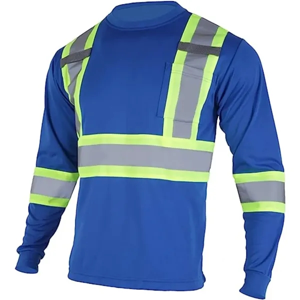 Hi-Viz Reflective Tape Safety Class 3 T-Shirt w/ Pocket - Hi-Viz Reflective Tape Safety Class 3 T-Shirt w/ Pocket - Image 8 of 12