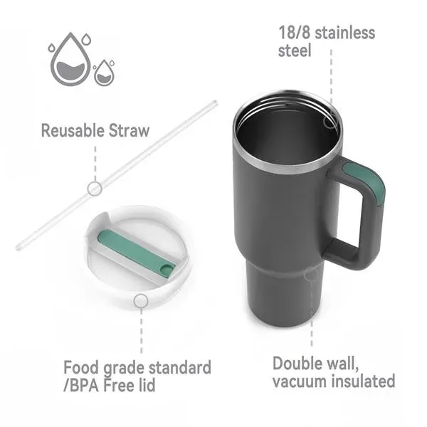 40 oz Vacuum Insulated Stainless Steel Tumbler - 40 oz Vacuum Insulated Stainless Steel Tumbler - Image 3 of 9