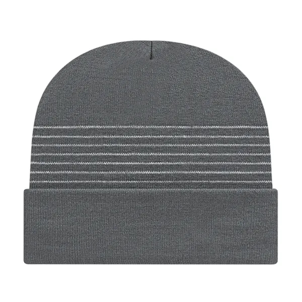 Thin Striped Knit Cap with Cuff - Thin Striped Knit Cap with Cuff - Image 5 of 5
