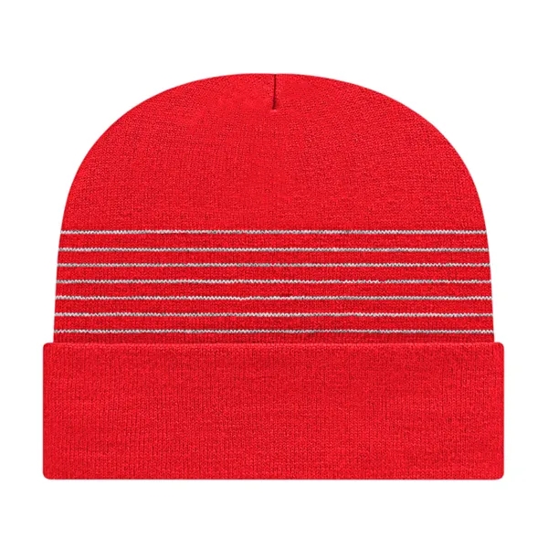 Thin Striped Knit Cap with Cuff - Thin Striped Knit Cap with Cuff - Image 2 of 5
