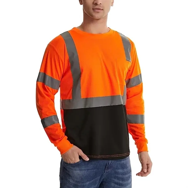 Class 3 Breathable Hi Vis Reflective Safety T-Shirt w Pocket - Class 3 Breathable Hi Vis Reflective Safety T-Shirt w Pocket - Image 1 of 4