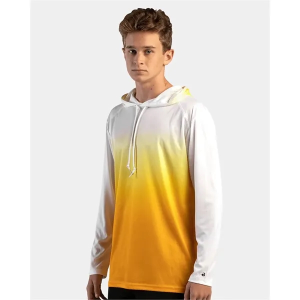 Badger Ombre Long Sleeve Hooded T-Shirt - Badger Ombre Long Sleeve Hooded T-Shirt - Image 9 of 10