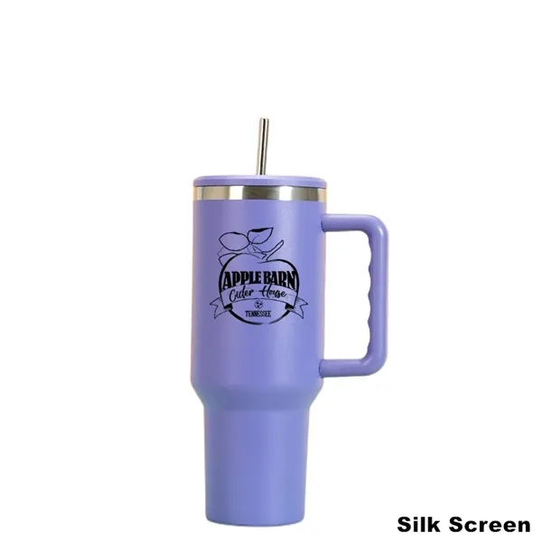 40 oz Stainless Steel Mug Tumbler With Handle And Straw - 40 oz Stainless Steel Mug Tumbler With Handle And Straw - Image 3 of 10