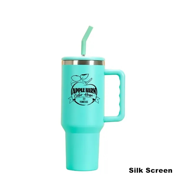 40 oz Stainless Steel Mug Tumbler With Handle And Straw - 40 oz Stainless Steel Mug Tumbler With Handle And Straw - Image 4 of 10