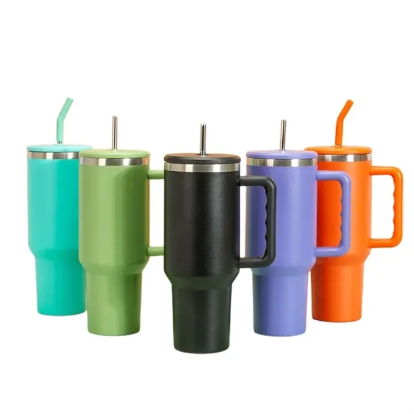 40 oz Stainless Steel Mug Tumbler With Handle And Straw - 40 oz Stainless Steel Mug Tumbler With Handle And Straw - Image 6 of 10