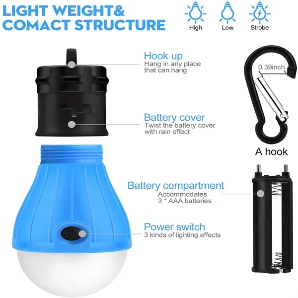 Portable LED Tent Lamp With Carabiner - Portable LED Tent Lamp With Carabiner - Image 1 of 7