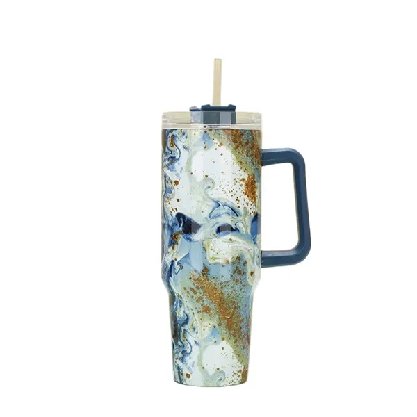 40 oz Tie-Dye Tumbler With Handle Straw Lid Travel Water Cup - 40 oz Tie-Dye Tumbler With Handle Straw Lid Travel Water Cup - Image 13 of 22