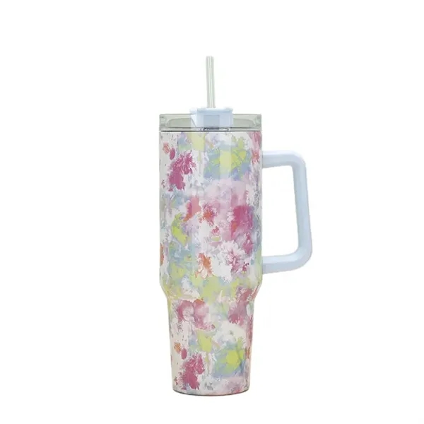 40 oz Tie-Dye Tumbler With Handle Straw Lid Travel Water Cup - 40 oz Tie-Dye Tumbler With Handle Straw Lid Travel Water Cup - Image 1 of 22