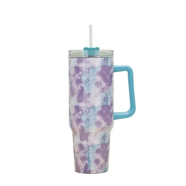 40 oz Tie-Dye Tumbler With Handle Straw Lid Travel Water Cup - 40 oz Tie-Dye Tumbler With Handle Straw Lid Travel Water Cup - Image 6 of 22