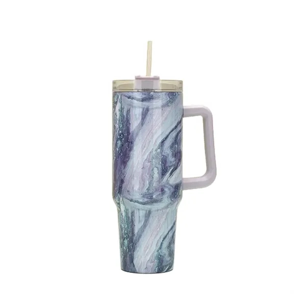 40 oz Tie-Dye Tumbler With Handle Straw Lid Travel Water Cup - 40 oz Tie-Dye Tumbler With Handle Straw Lid Travel Water Cup - Image 8 of 22