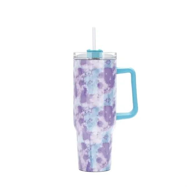 40 oz Tie-Dye Tumbler With Handle Straw Lid Travel Water Cup - 40 oz Tie-Dye Tumbler With Handle Straw Lid Travel Water Cup - Image 4 of 22
