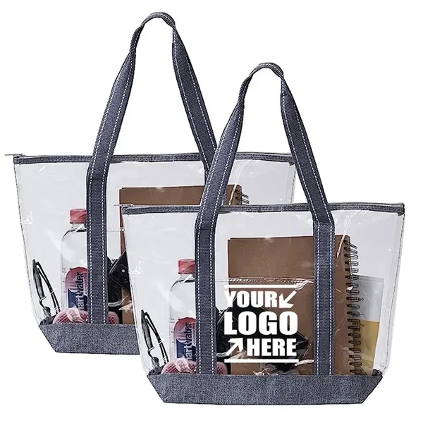 Custom Waterproof PVC Clear Beach Travel Zipper Tote Bag - Custom Waterproof PVC Clear Beach Travel Zipper Tote Bag - Image 0 of 6