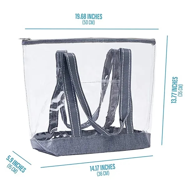 Custom Waterproof PVC Clear Beach Travel Zipper Tote Bag - Custom Waterproof PVC Clear Beach Travel Zipper Tote Bag - Image 1 of 6