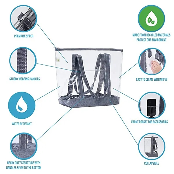 Custom Waterproof PVC Clear Beach Travel Zipper Tote Bag - Custom Waterproof PVC Clear Beach Travel Zipper Tote Bag - Image 2 of 6